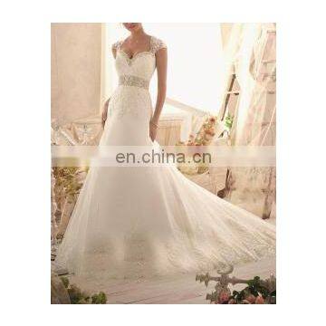 fancy eveningCap Sleeve Beaded Detail llusion elegance layerd bridal gown