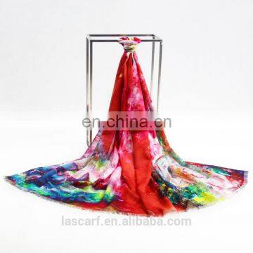 Christmas gift winter digital printing women woolen scarves red