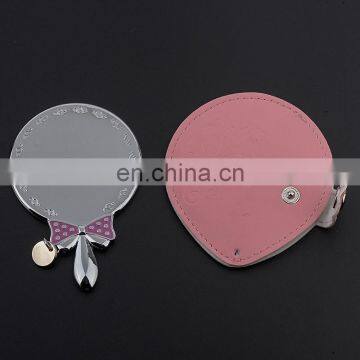 Popular PU Leather leather lipstick case mirror Pocket Mirror With Case For Lady Gifts