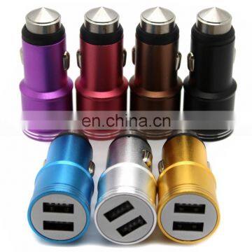 2 Port 12V 24V 3A Metal Body Mobile Tablet GPS DC 5V Car USB Charger