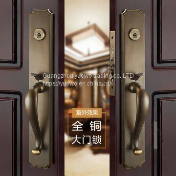 All copper Nordic simple villa dual open large door lock conference room door lock solid wood door pure copper door lock
