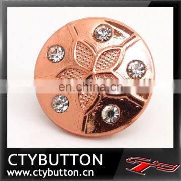 CTY-RB109c newest rhinestone buttons for jeans in copper color