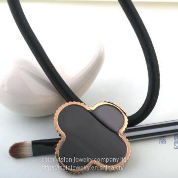 Women Jewelry Stainless Steel Four Leaf Clover Pendant Flower Necklace photo-3