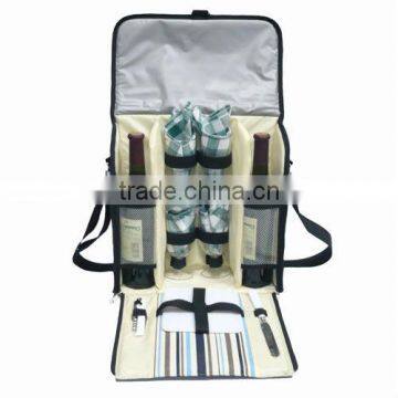 stripe polyester shouler picnic bag with buckle