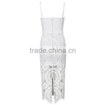 Summer Dress Hot Selling 2015 New Women Elegant and Sey White Lace Evening Party Bandage Dress Bandage Bodycon Women Wearing photo-2