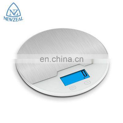 Round Stainless Steel 5Kg Portable Electronic Digital LCD Kitchen Food Scale