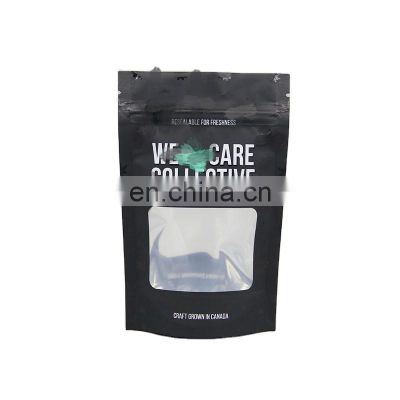 Private Label Airtight Smell Proof Matte Black Mylar Foil Bag / Edible Packaging 3 Sides Sealed Flat Pouch