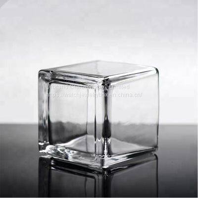 Wholesale Square Transparent Glass Candlestick, Candle Cup, Glass Square Jar, Candle Container, Home Decoration photo-4