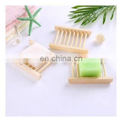 6Pcs Natural Bamboo Wood Bathroom Shower Plastic Soap Dish Tray Soap Dispensing Dish Scrub Storage Holder Plate