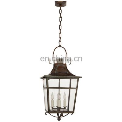 2021 Wholesale Electroplating Lantern Candle Glass Candle Lantern With Handle for Home Decor