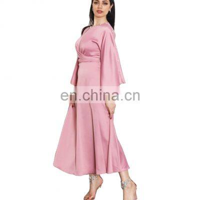 Manufacturers new cross-border Middle East Dubai Ramadan satin lotus sleeve dress muslim Muslim women