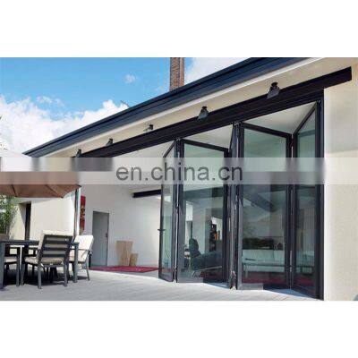 Aluminum bi folding accordion doors with double glass