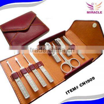 Dark Red PU Manicure Set Personal Care Kit photo-1