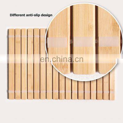 Popular Hand Made Anti-slip Bathroom Shower Mat Natural Bathroom Floor Mat Home and Hotel Bamboo Bath Mat in Square Shape photo-5