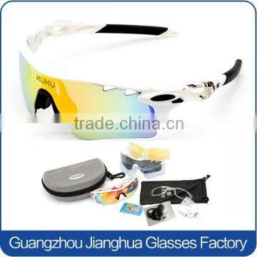 UV400 polarized lens cycling sports sunglasses interchangeable with hard case and accessories