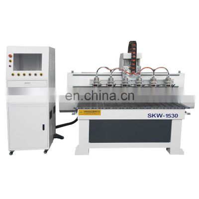 Multi Heads Vacuum Table Woodworking Router Machine 1530 6 Heads 3D Engraving Carving CNC Router Machine