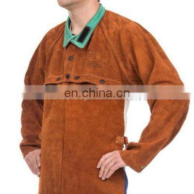 Rust Red Split Cowhide Leather Welding Cape Clothing Sleeves With Detachable Split Cow Leather Welder Apron