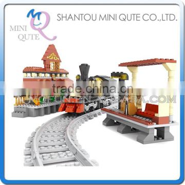 Mini Qute DIY intellect train rail track Transport vehicle action figure plastic building block model educational toy NO.25811