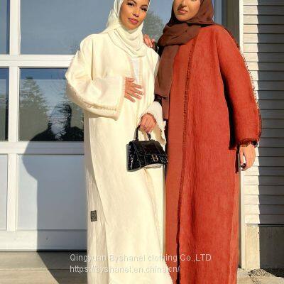 BS-LR532 Womens Embroidered Dubai Style Cardi Robe Muslim Dresses Abaya photo-2