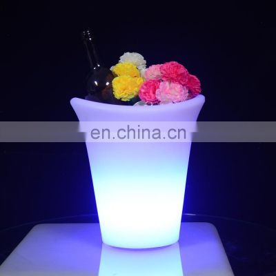 Wholesale colorful Rechargeable rose champagne Beer illuminated ice Bucket Cooler Glowing Plastic LED ice bucket