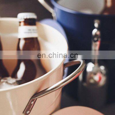 New Galvanized Customise Round Portable Home Champagne Personalized Silver Unique Wine Bar Ice Bucket photo-5