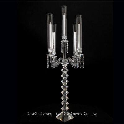 Long Stemmed 9 Arms Crystal Candelabra Centerpieces Crystal Candle Holder For Wedding Decoration photo-3