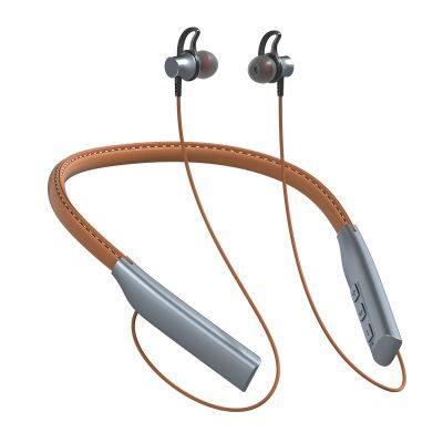 Fashion PU Leather Neckband Wireless Earphones Neck Earbuds Sport BT5.0 Wireless Headset