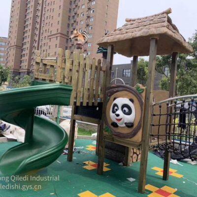 Non - Standard Large - Scale Wooden Combination Multi - Functional Climbing Slide, Rocking Horse, Swing and Seesaw photo-2