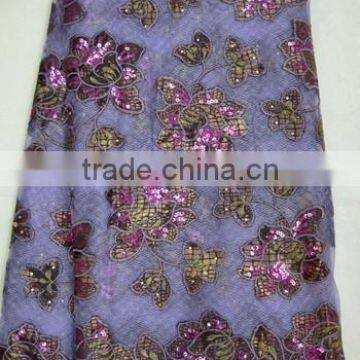 fashion design j100-3 lilac net french lace with velvet for african party