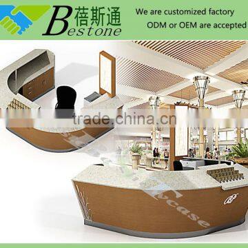 Wooden customer service counter, service counter kiosk furniture