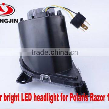 Chrome and Black Led Headlight for Polaris Razor 1000 ATV UTV photo-5