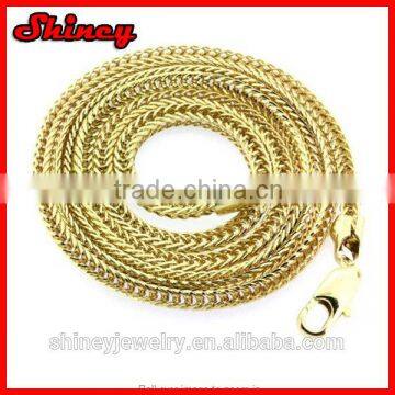 Mens 24 Inch Gold Plated 14k Finished 3mm Franco Chain Necklace Hip-hop Chain