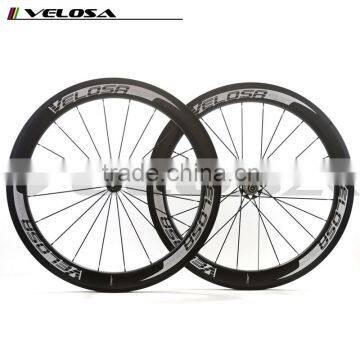 Velosa logo carbon bicycle wheels with Bitex R51 hub 700C chinese carbon road wheelset 60mm 25mm wide