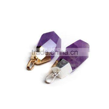 Pendant, PTP-A168 Natural Precious Gem Stone Facted Amethyst Gold Pendant Necklace, Fashion Pendant Jewelry Wholesale photo-2