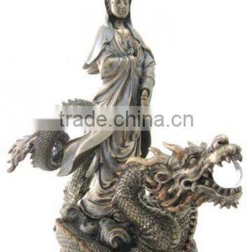 Guan Yin Kuan on Dragon Figurine Statue Figure Guanyin