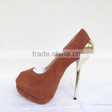 Fashion TV Show Sky High Metal Heel High Platform Peep Toe Dress Shoes Suede Platform Pumps Heels Women photo-6