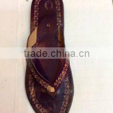 Dobbytex 1010 Dark brown carved Handmade African Men Leather sandals Hmong/Mien/Miao/Summer