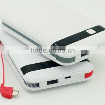 2015 New 10000mah built in usb cable power bank XHB-BIR