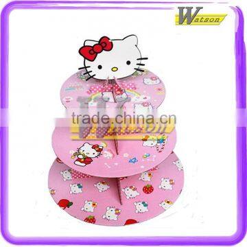 HelloKitty 3 tiers Cardboard Cupcake Display Stand for Birthday Party