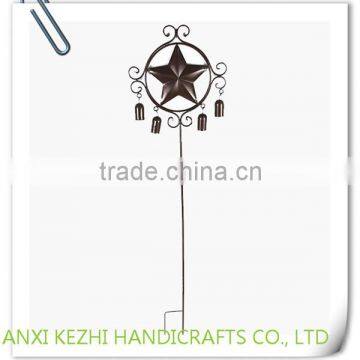 KZ8-06074 China wholesale decoration wrought iron metal star bell park garden stake