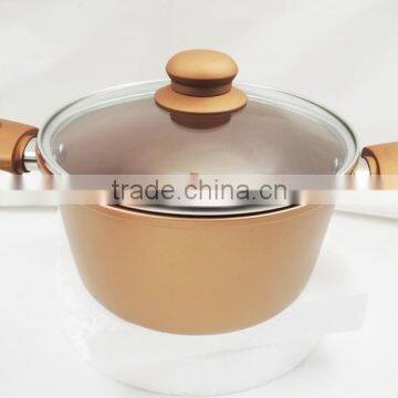 New Coffee Gold Color Aluminum Cookware Set Non Stick Coating Forged Imitation Looks photo-2