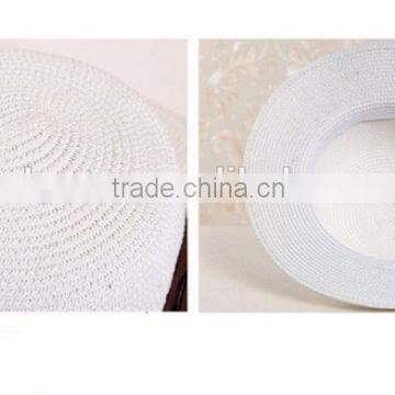 QXSH0056 White Straw Hat With Bowknot Cloche Fedora Summer Women Beach Hat photo-4