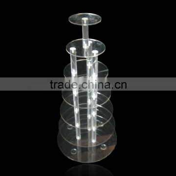 7 tiers round stabilized Acrylic cake display stand , factory direct sale acrylic cake display stand