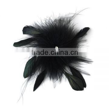 Bridal Crystal Black Feather Fascinator Clip Wedding Hair Accessories