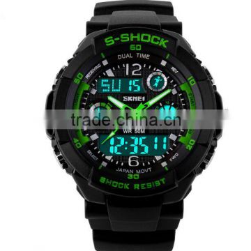 Outdoor Sport Stainless Steel Case Back Water Resistant Watches For Men Digital LED Quartz Electronic Silicon Watch