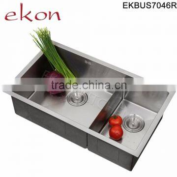 Double Bowl Stainless Steel Handmade Undermount Kitchen Sink With Drainer photo-3
