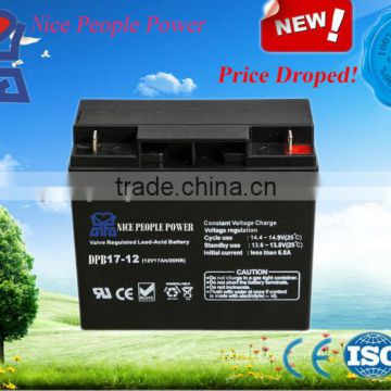 VRLA AGM battery 12v17ah maintenace free rechargeable battery for UPS/motorcycle/scooter