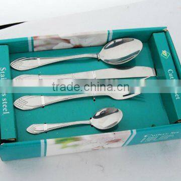 24 pcs stainless steel cutlery set with geen color box