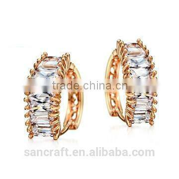 2016 Newest Design Elegant Shinney turkish gold clip Cubic zircon earring
