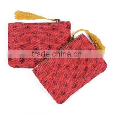 Natural Furnish Polka Dot Design Pouches Set of 2